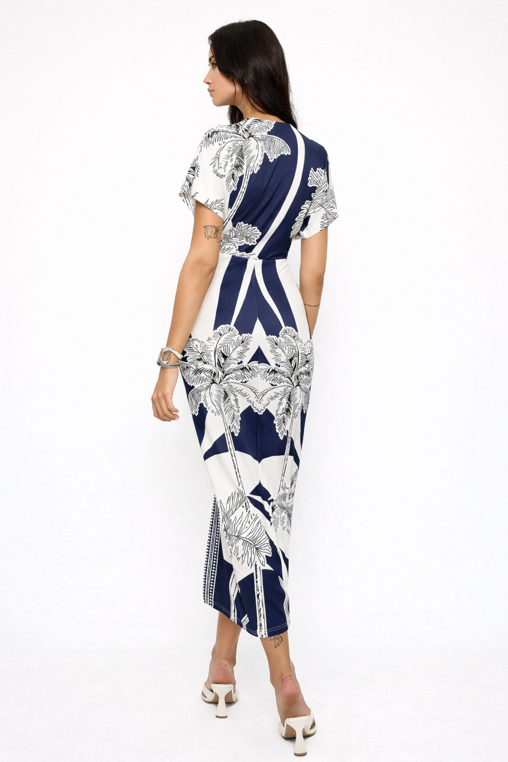 Jesolice Navy Tropical Wrap Midi Dress